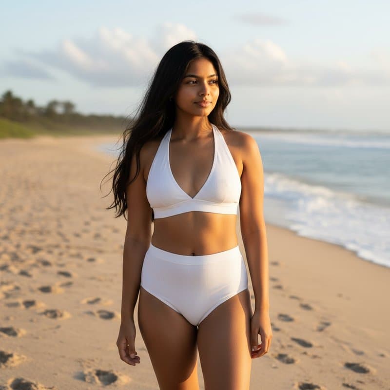 Elegante bikini de dos piezas en un tono blanco atemporal