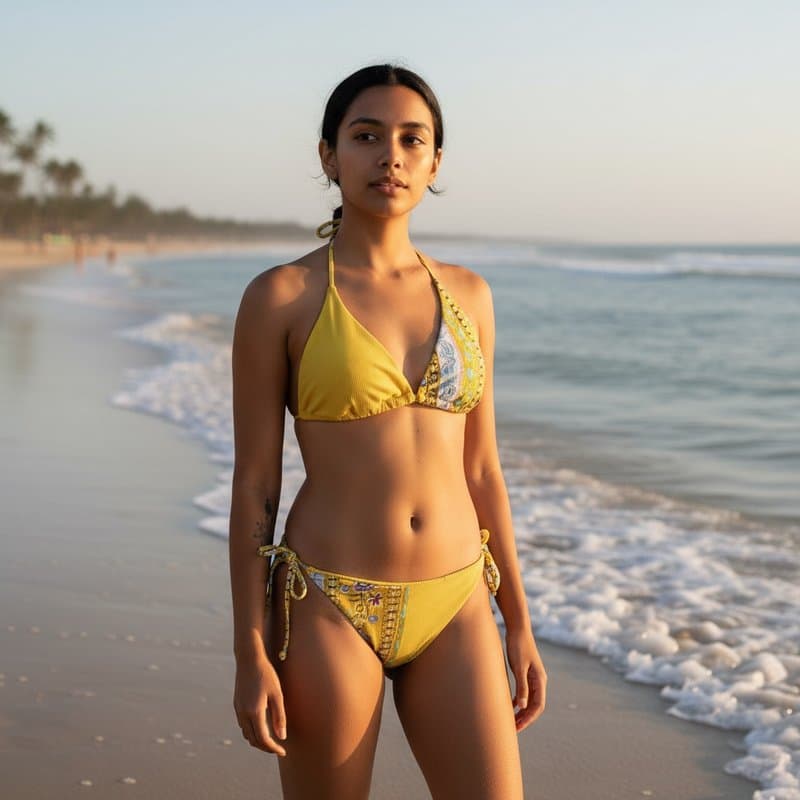 Bikini de dos piezas con alegre estampado floral en tonos amarillos