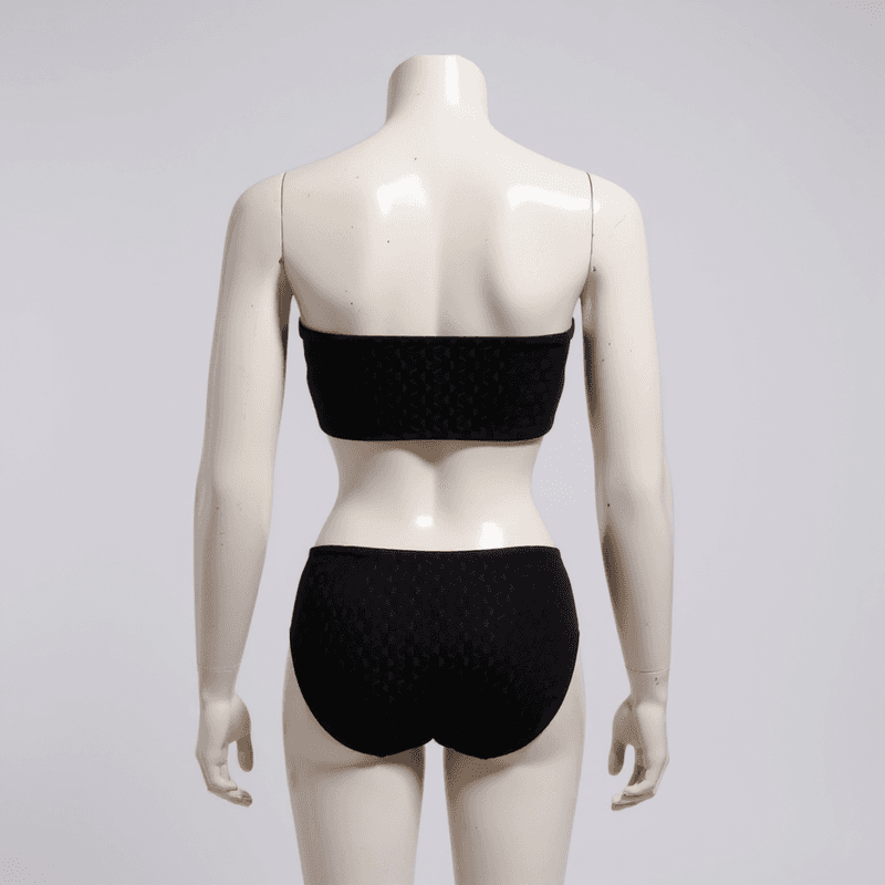 Bikini negro de dos piezas, con un top bandeau y braguita de corte clásico