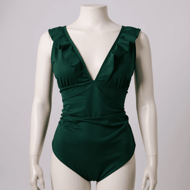 Elegante y sofisticado bañador de una pieza en un intenso tono verde esmeralda