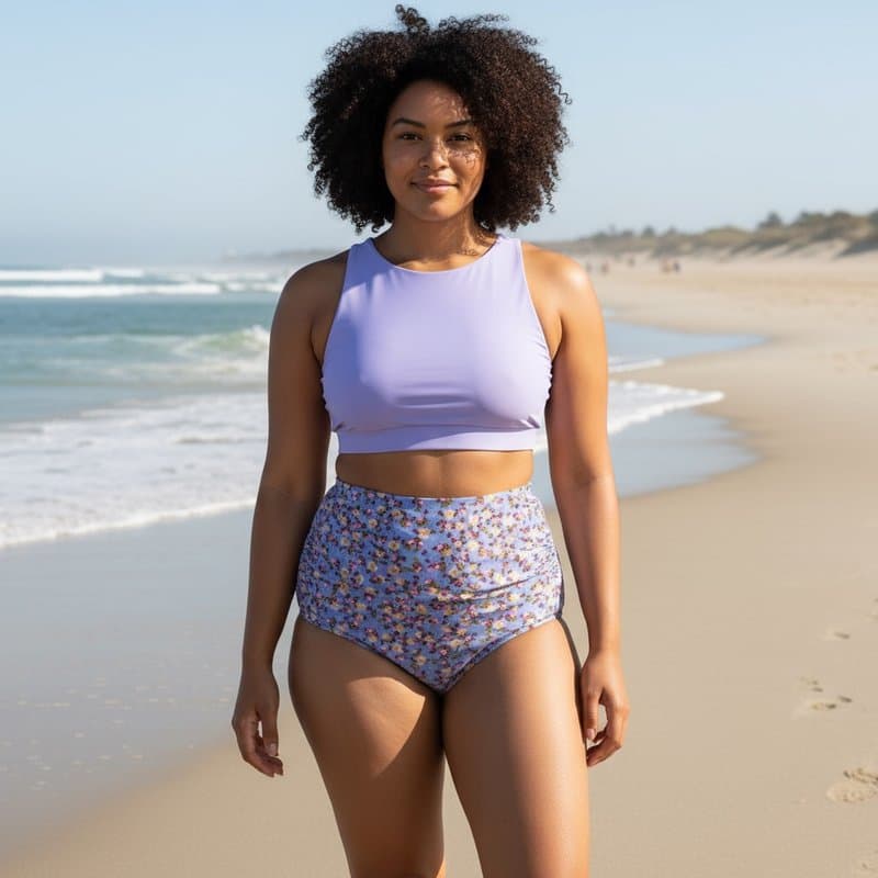 Bikini de dos piezas con un alegre estampado floral en tonos pastel